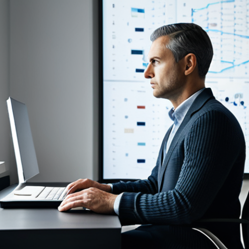 A professional male strategist, fully clothed in a modest, dark business casual sweater and well-fitted trousers, sits intently at a sleek, minimalist desk in a modern, sunlit study. His gaze is focused, perhaps on a screen out of frame, expressing deep concentration and analytical thought. His hands are resting calmly on the desk, indicating a moment of mental processing and strategic planning. The background is clean and uncluttered, with subtle, abstract digital patterns on the wall that suggest complex data or strategic insights. The atmosphere is one of calm professionalism and high-level intellectual engagement. safe for work, appropriate content, fully clothed, professional dress, perfect anatomy, correct proportions, natural pose, well-formed hands, proper finger count, natural body proportions, high quality, ultra-detailed, studio lighting.
