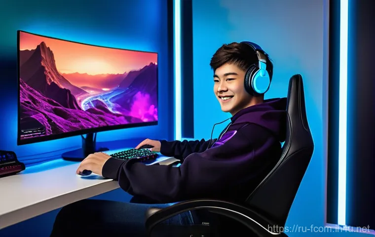 FC온라인 레벨 보상 획득법 - **A Vibrant Gaming Victory:**
A male teenager, around 17 years old, with short, styled hair, sit...