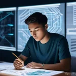 FC온라인 비디오 분석 활용 - **Prompt 1: The Strategist's Study**
"A determined young adult, appearing around 18-22 years old...