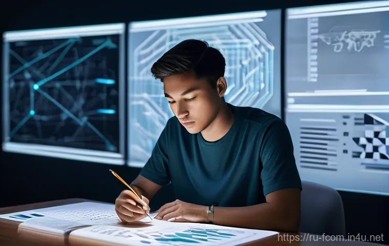 FC온라인 비디오 분석 활용 - **Prompt 1: The Strategist's Study**
"A determined young adult, appearing around 18-22 years old...